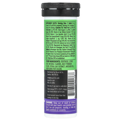 Nuun, Hydration, Vitamins + Caffeine, Effervescent Vitamin Supplement, Blackberry Citrus, 12 Tablets