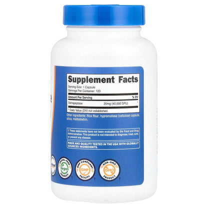 Nutricost, Serrapeptase, 20 mg (40,000 SPU), 120 Capsules