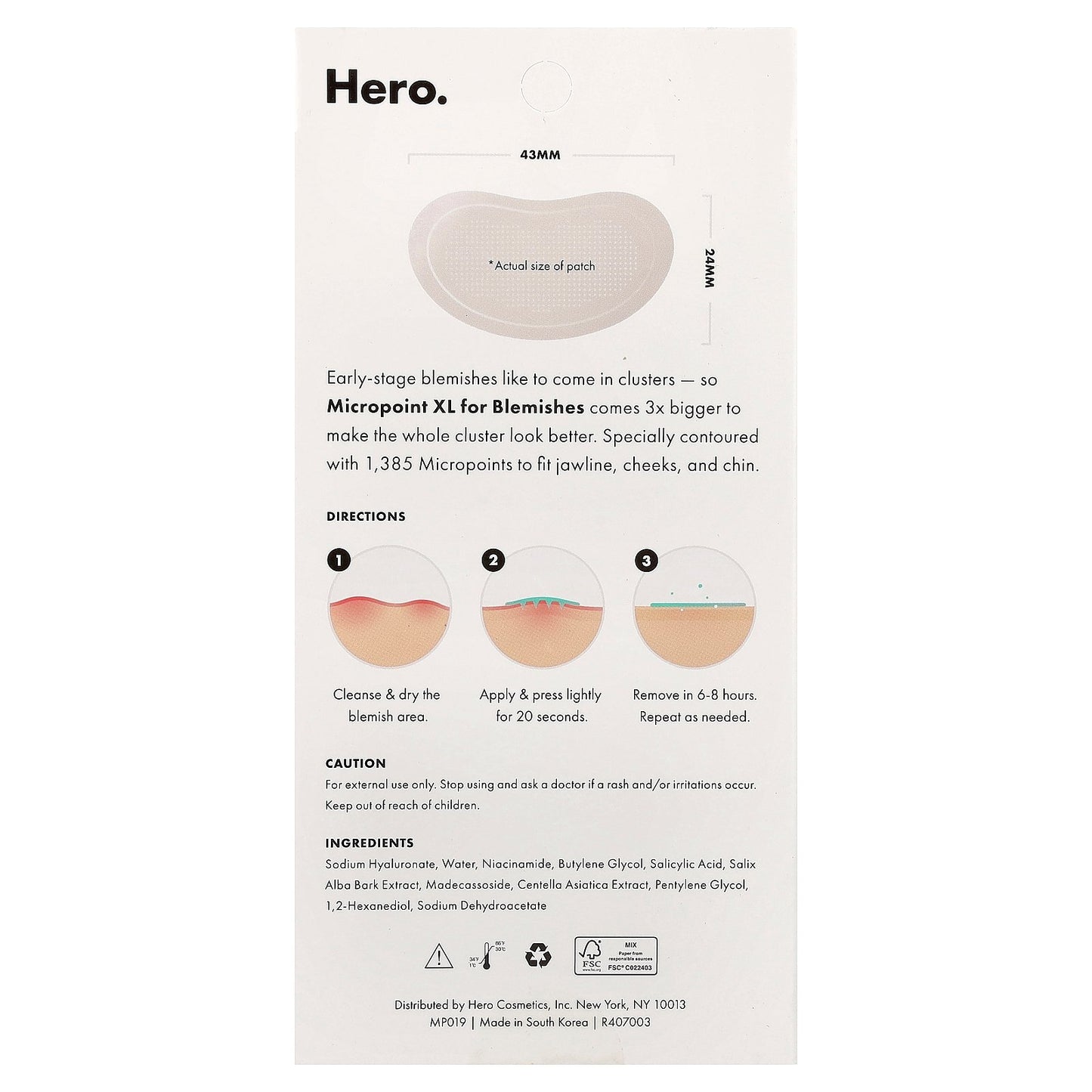 Hero Cosmetics, Mighty Patch® Micropoint XL For Blemishes, 6 Patches