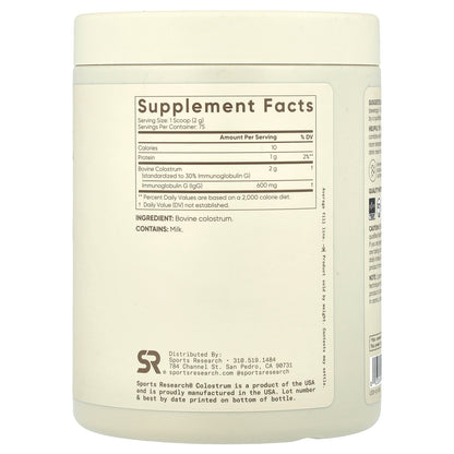 Sports Research, Colostrum Powder, Unflavored, 5.29 oz (150 g)