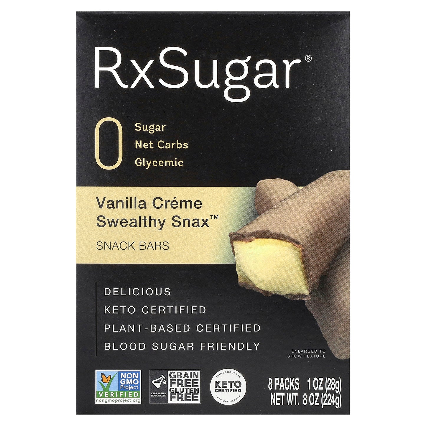 RxSugar, Swealthy Snax, Snack Bars, Vanilla Creme, 8 Packs, 1 oz (28 g) Each