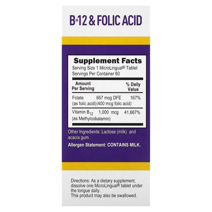 Superior Source, Methylcobalamin B-12, Folic Acid, 60 Instant Dissolve Tablets