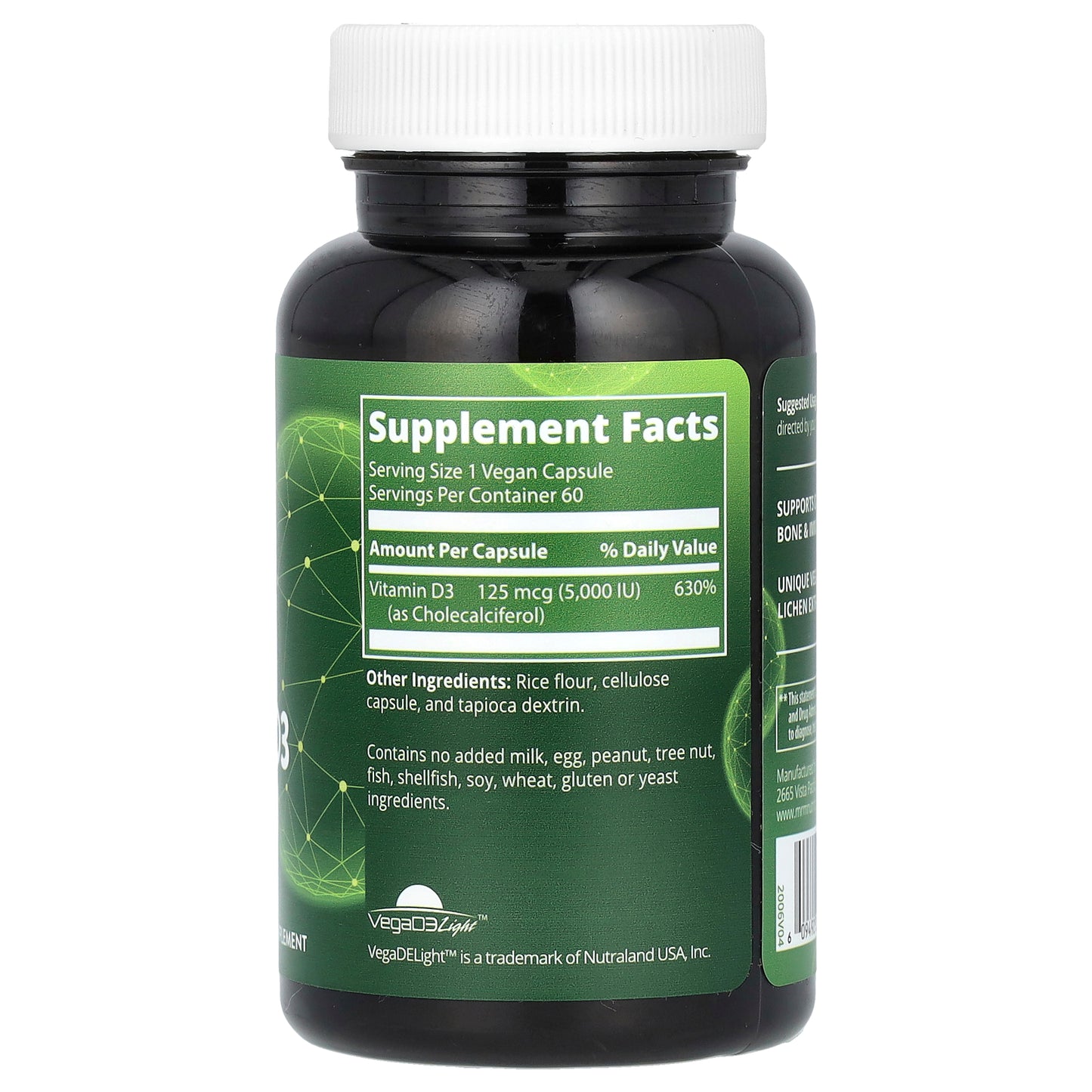MRM Nutrition, Vegan Vitamin D3, 125 mcg (5,000 IU), 60 Vegan Capsules