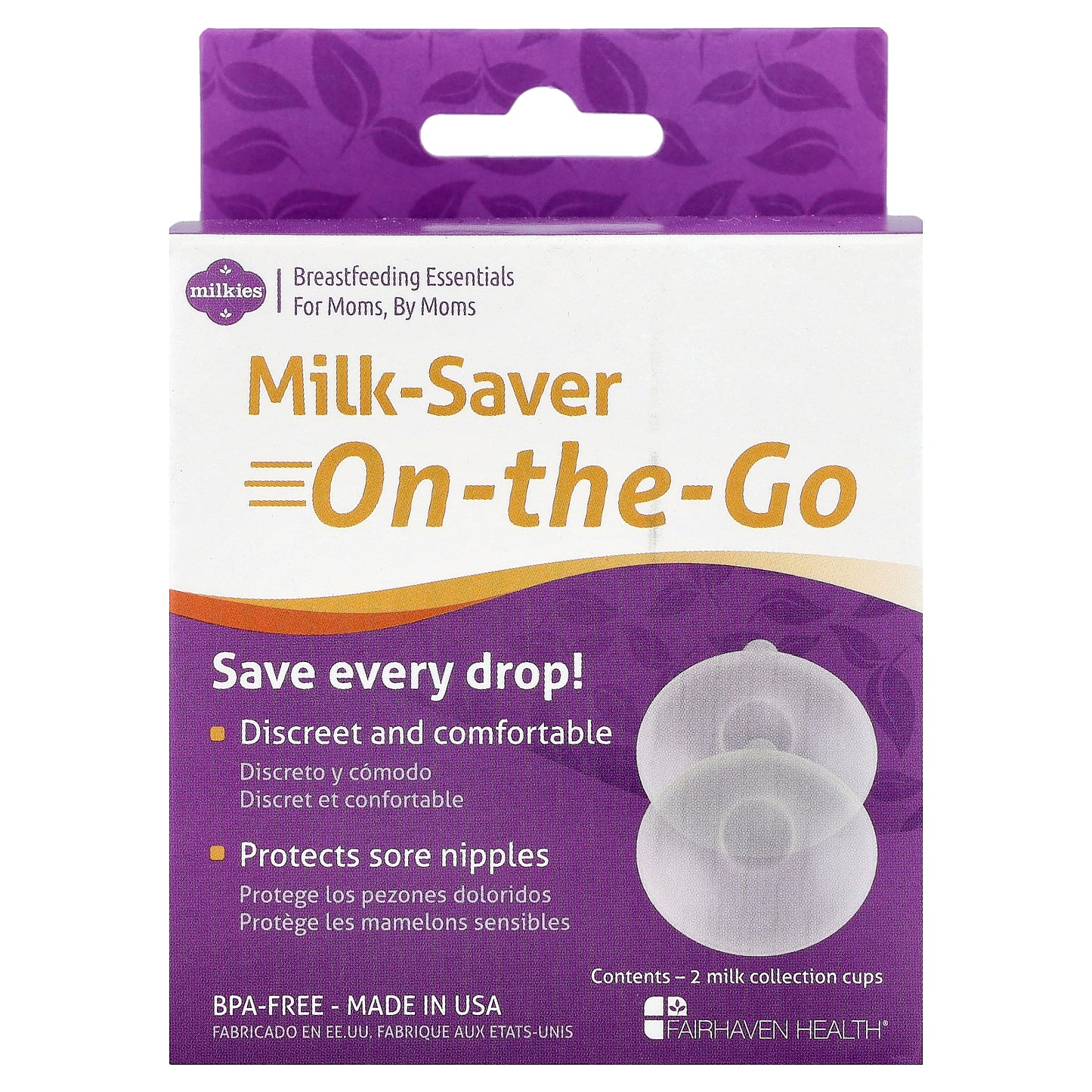 Fairhaven Health, Milkies, Milk-Saver-On-The-Go, 2 Milk Collection Cups