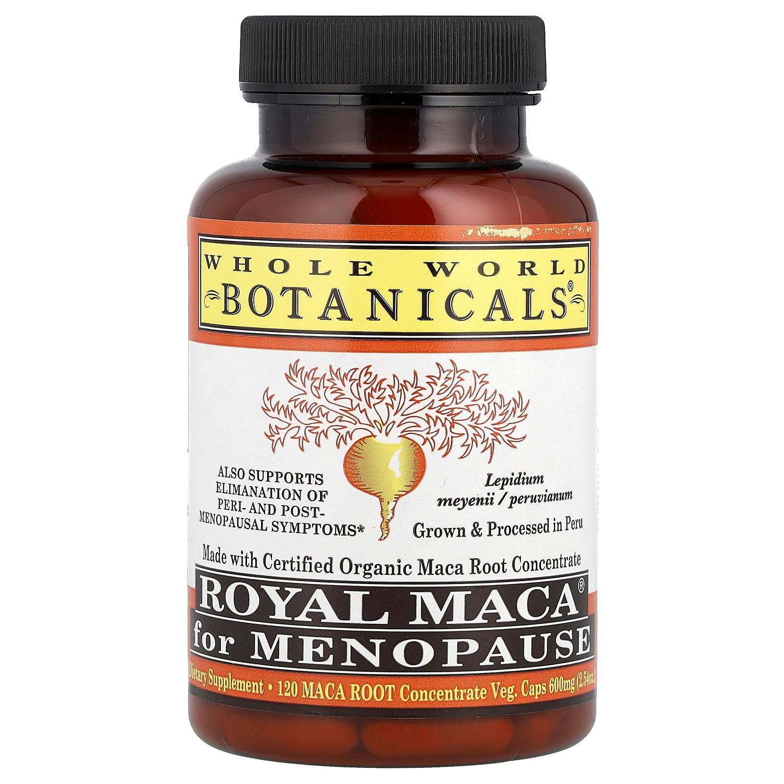 Whole World Botanicals, Royal Maca® for Menopause, 1,200 mg, 120 Veg. Caps (600 mg per Cap)