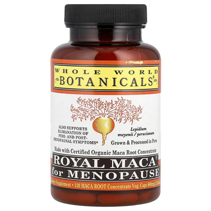 Whole World Botanicals, Royal Maca® for Menopause, 1,200 mg, 120 Veg. Caps (600 mg per Cap)