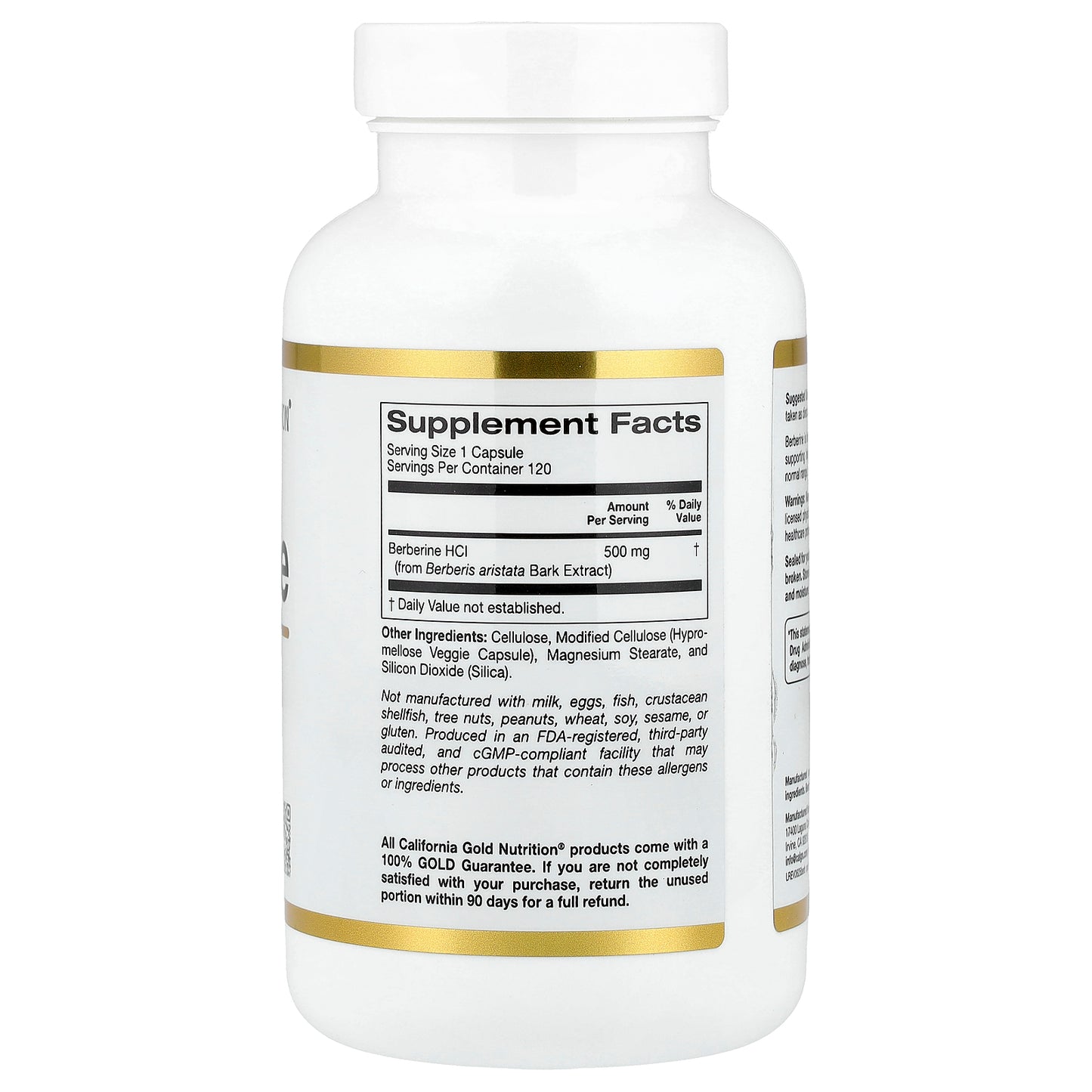 California Gold Nutrition, Berberine HCI, 500 mg, 120 Veggie Capsules