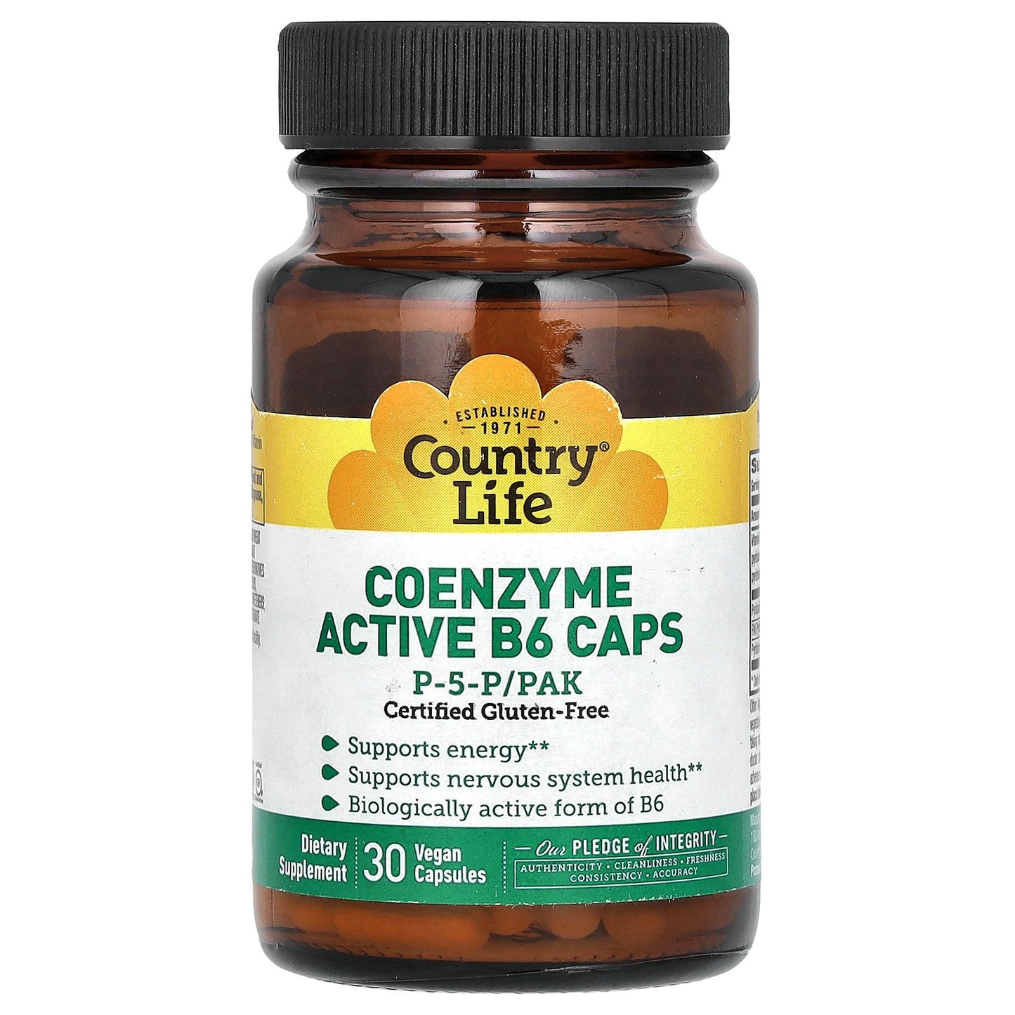 Country Life, Coenzyme Active B6 Caps, P-5-P/PAK, 30 Vegan Capsules