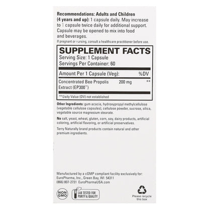 Terry Naturally, Propolis Extract EP300, 60 Capsules (200 mg per Capsule)