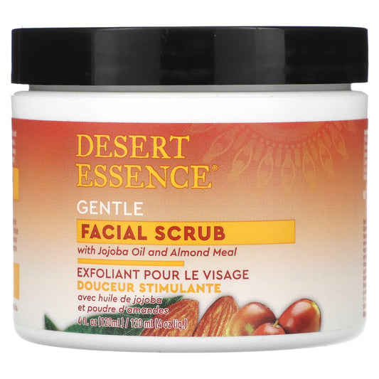 Desert Essence, Gentle Facial Scrub with Jojoba Oil and Almond Meal, 4 fl oz (120 ml)