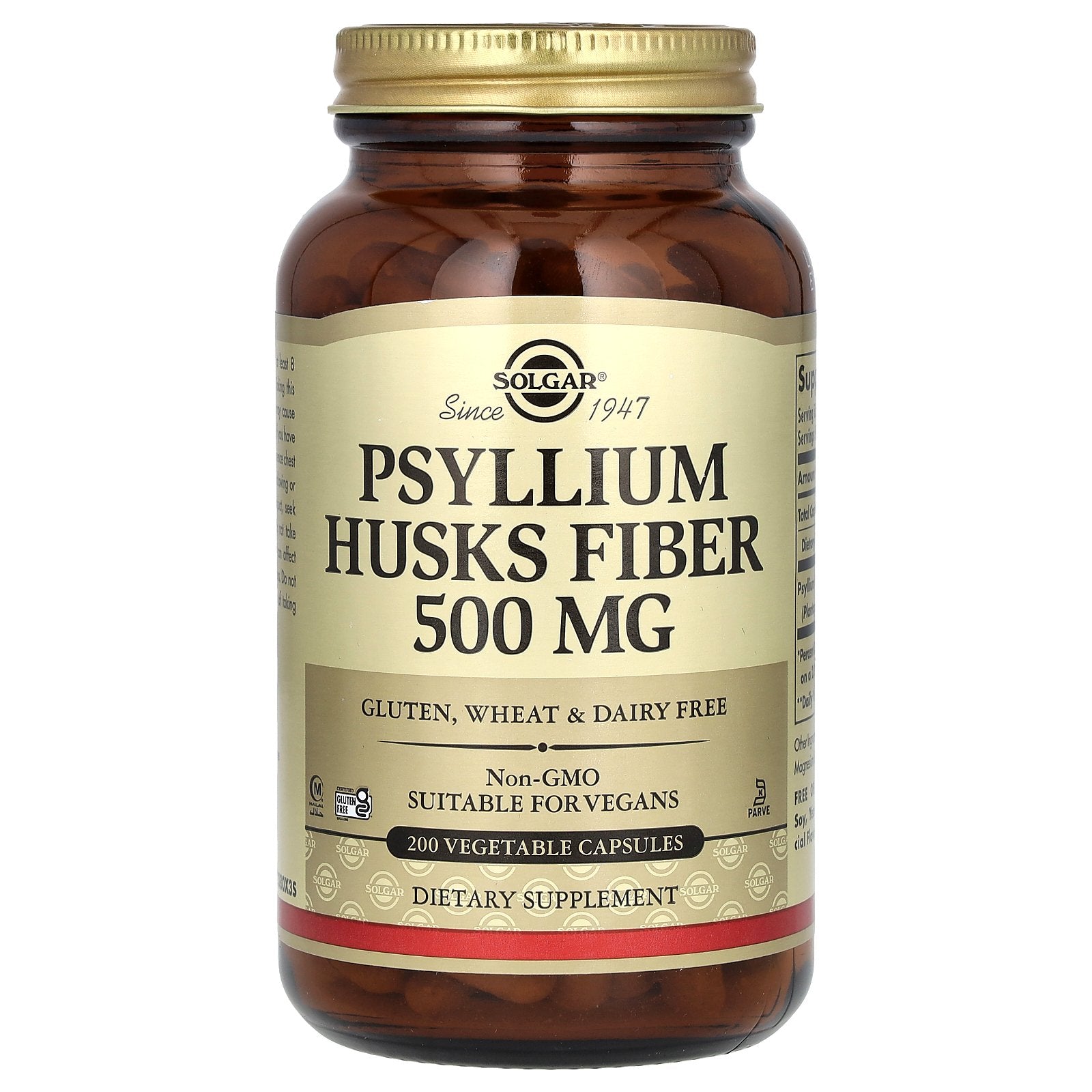 Solgar, Psyllium Husks Fiber, 200 Vegetable Capsules (500 mg per Capsule)