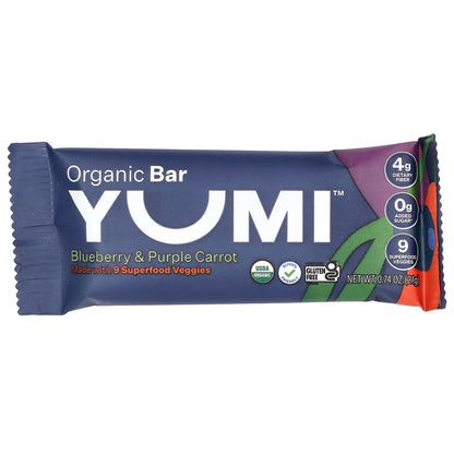 Yumi, Organic Bar, Toddler, Blueberry & Purple Carrot, 5 Bars, 0.74 oz (21 g) Each