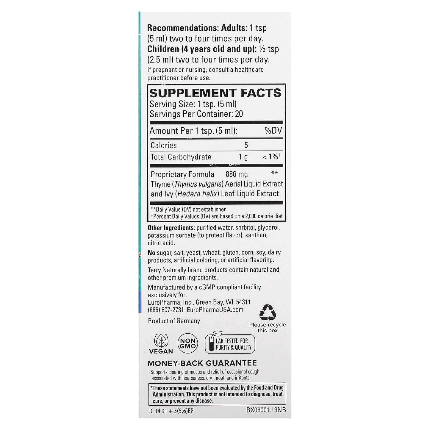 Terry Naturally, Bronchial Clear Syrup, 3.4 fl oz (100 ml)