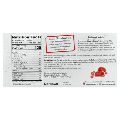 Bonne Maman, Tartlets, Raspberry, 9 Tartlets, 0.53 oz (15 g) Each