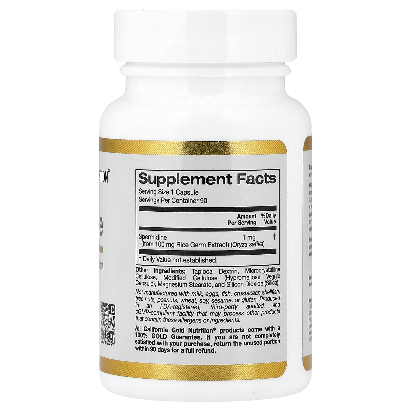 California Gold Nutrition, Spermidine, Rice Germ Extract, 1 mg , 90 Veggie Capsules
