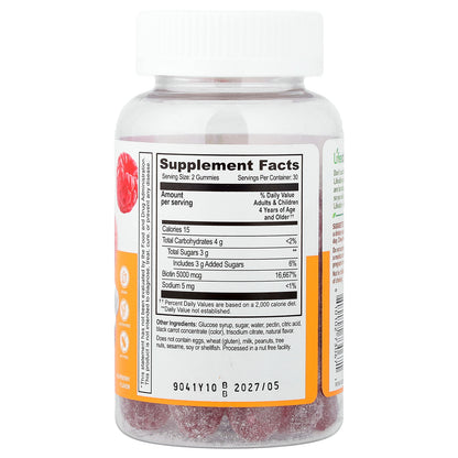 Lifeable, Kids Biotin Gummies, Natural Raspberry, 60 Gummies (2,500 mcg per Gummy)