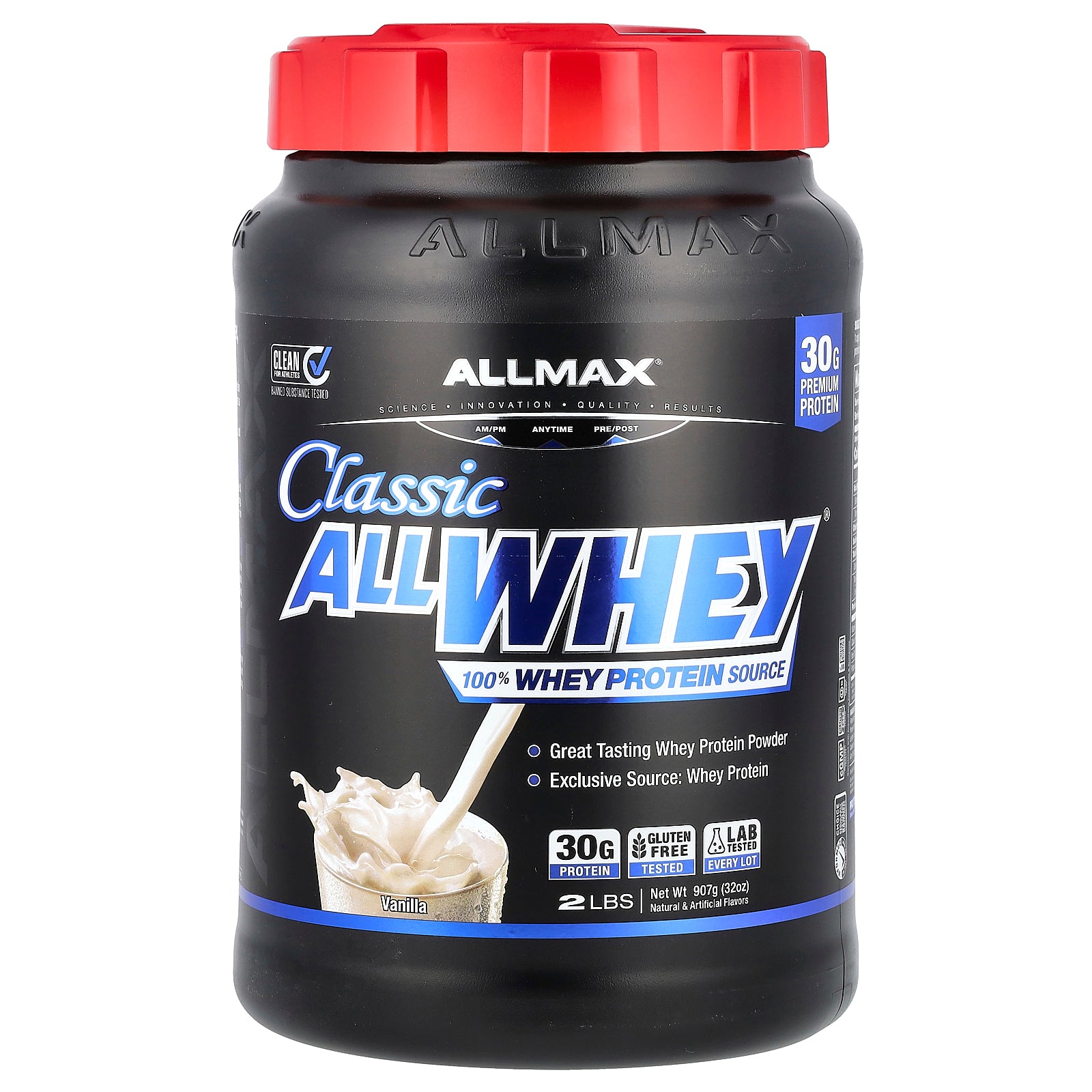ALLMAX, CLASSIC ALLWHEY®, 100% Whey Protein Source, Vanilla, 2 lbs (907 g)