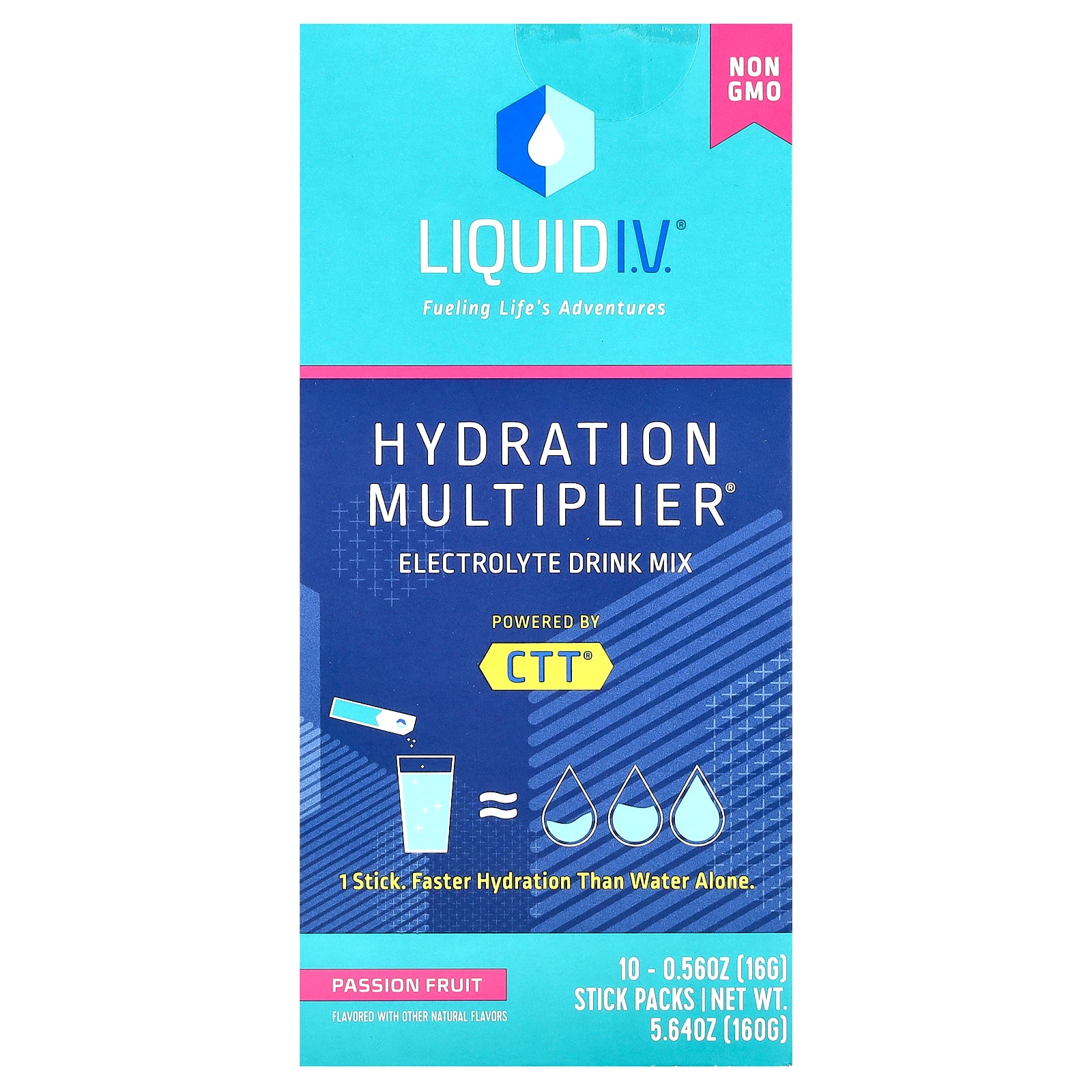 Liquid I.V., Hydration Multiplier, Electrolyte Drink Mix, Passion Fruit, 10 Stick Packs, 0.56 oz (16 g) Each