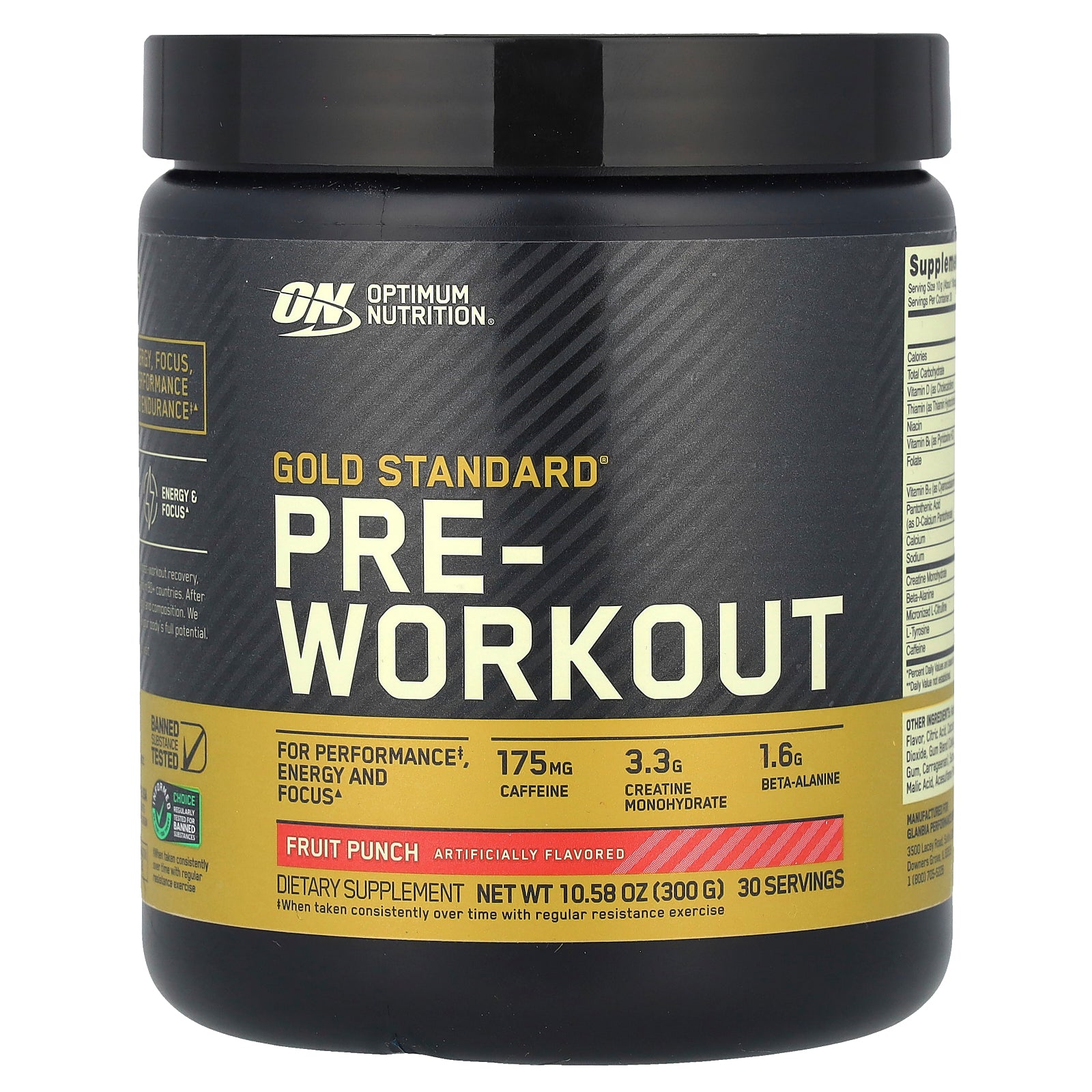 Optimum Nutrition, Gold Standard® Pre-Workout, Fruit Punch, 10.58 oz (300 g)