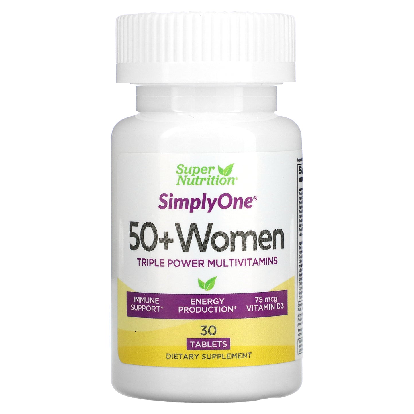 Super Nutrition, SimplyOne, Women’s 50+ Triple Power Multivitamins, 30 Tablets