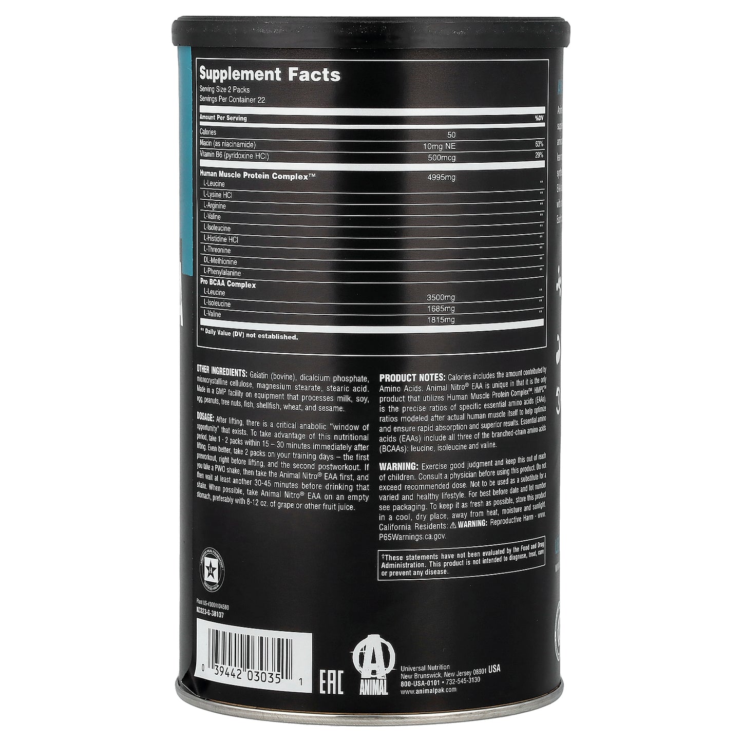 Animal, Nitro® EAA, Complete Spectrum of Essential Amino Acids, 44 Packs