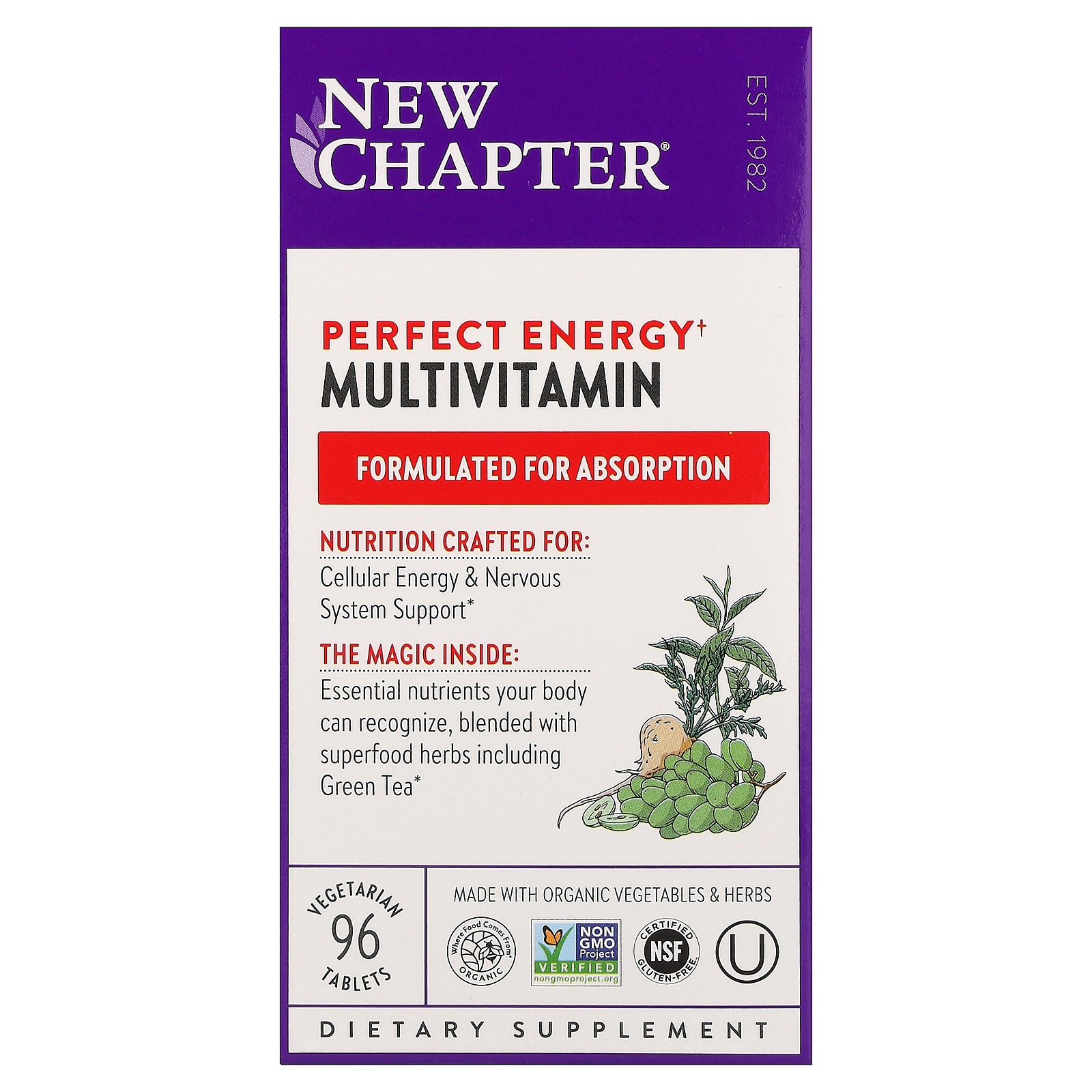 New Chapter, Perfect Energy Multivitamin, 96 Vegetarian Tablets
