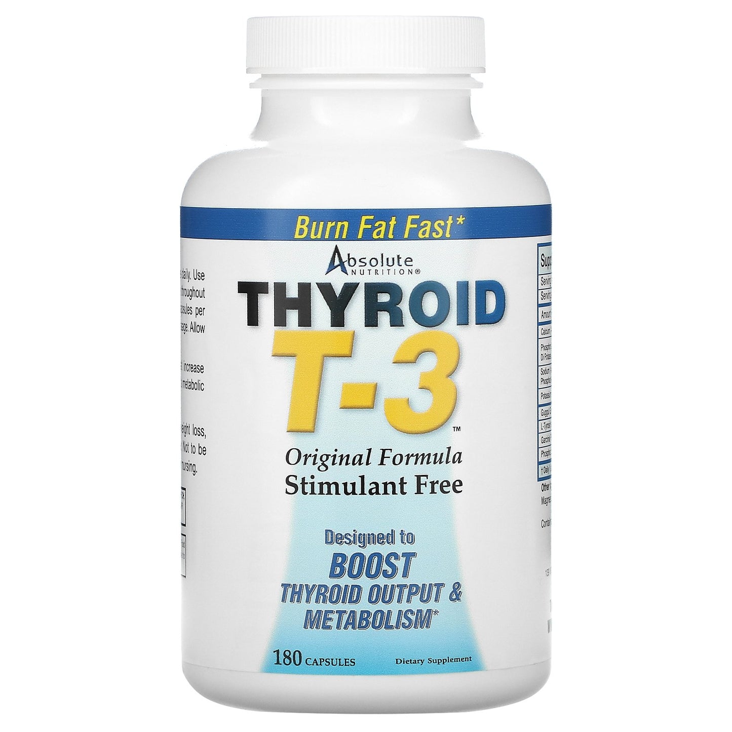 Absolute Nutrition, Thyroid T-3, Original Formula, 180 Capsules