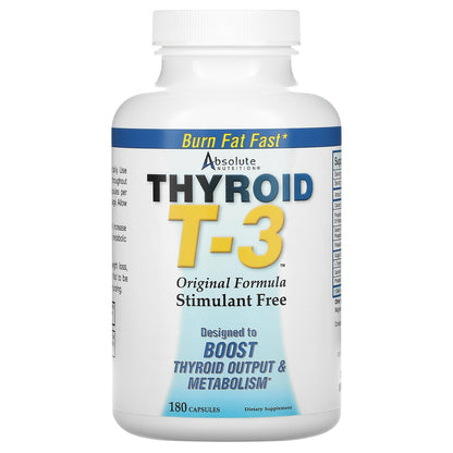 Absolute Nutrition, Thyroid T-3, Original Formula, 180 Capsules