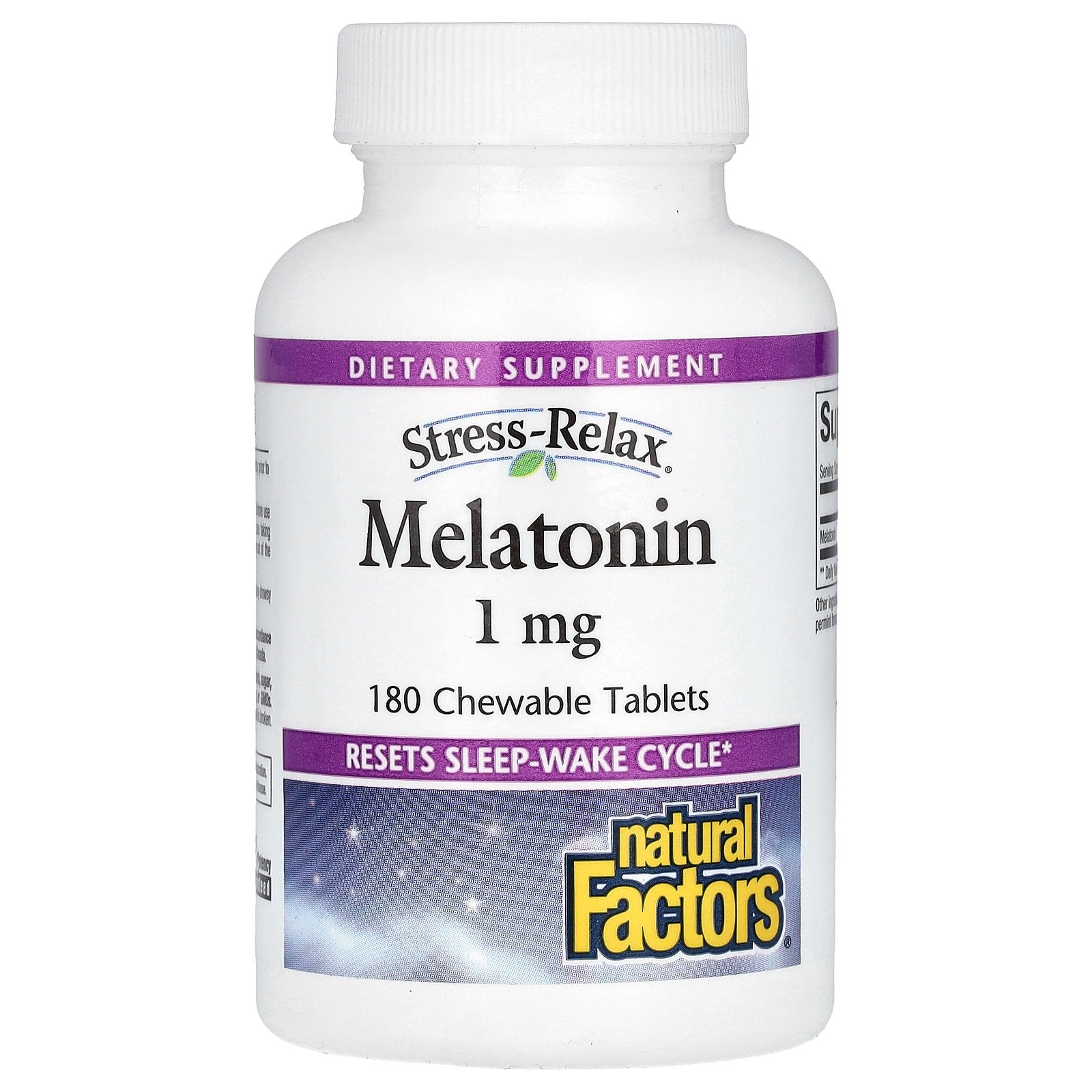 Natural Factors, Stress-Relax, Melatonin, 1 mg, 180 Chewable Tablets
