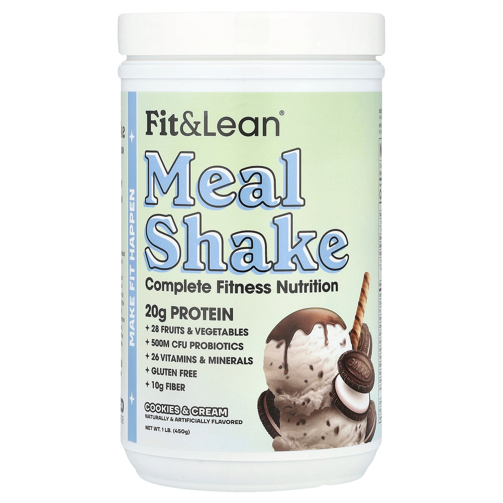 Fit & Lean, Meal Shake Complete Fitness Nutrition, Cookies & Cream, 1 lb (450 g)