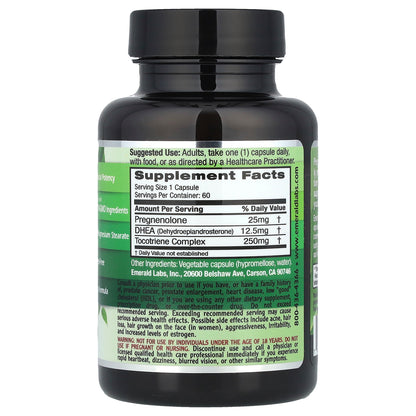 Emerald Laboratories, Pregnenolone + DHEA, 60 Vegetable Capsules