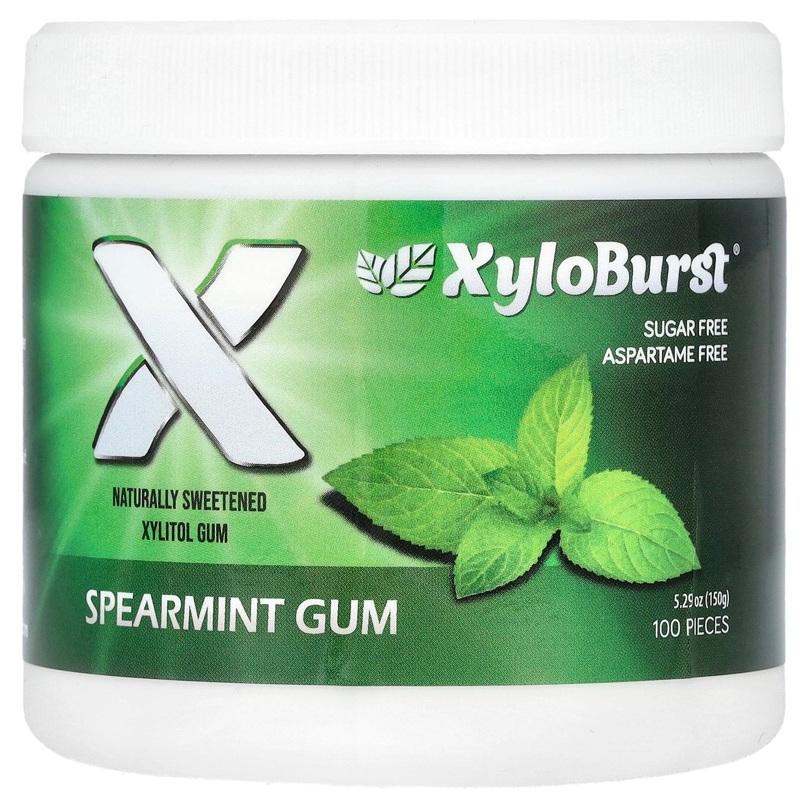 Xyloburst, Xylitol Gum, Spearmint, 100 Pieces, 5.29 oz (150 g)