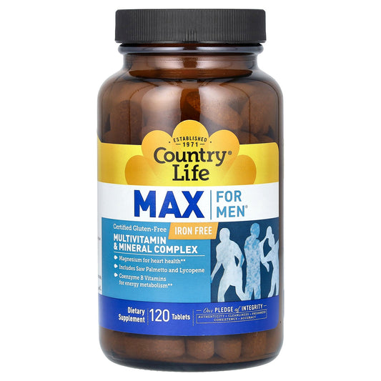 Country Life, Max For Men, Multivitamin & Mineral Complex, Iron-Free, 120 Tablets