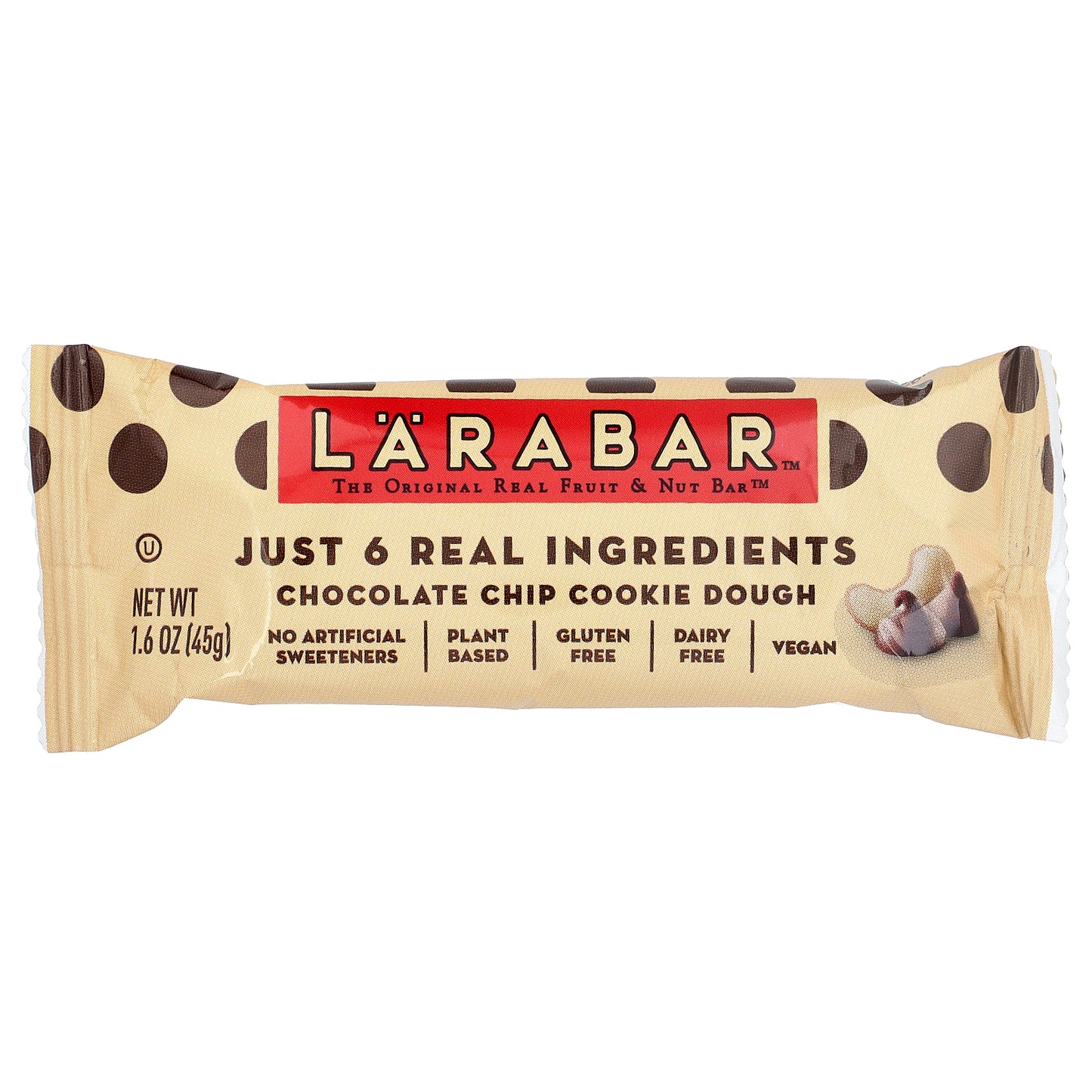Larabar, Real Fruit & Nut Bar™, Chocolate Chip Cookie Dough, 6 Bars, 1.6 oz (45 g) Each
