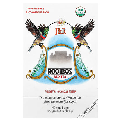 J&R Port Trading, Rooibos Red Tea, Caffeine-Free, 40 Tea Bags, 3.53 oz (100 g)