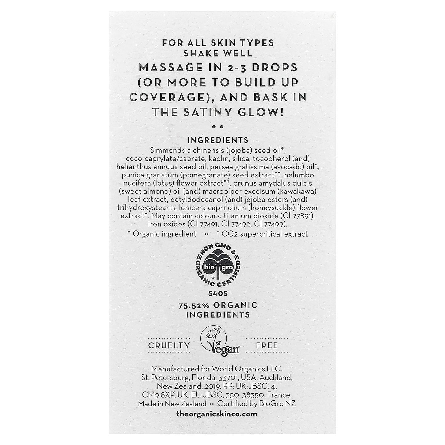 The Organic Skin Co., The Only Glow Tinted Face Oil, For All Skin Types, Light, 1 fl oz (30 ml)