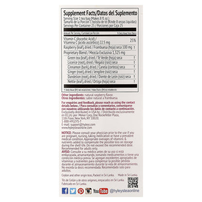 Hyleys Tea, Women's Tea with Raspberry Leaf, Raspberry, 25 Foil Envelop Tea Bags, 1.32 oz (37.5 g)