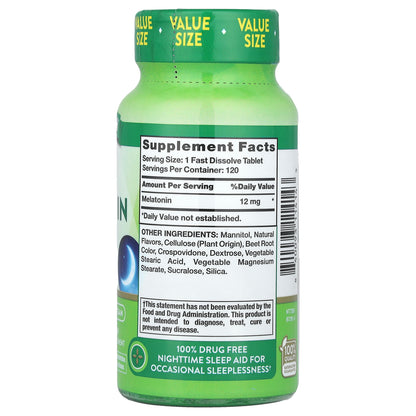 Nature's Truth, Sleep Melatonin, Natural Berry, 12 mg, 120 Fast Dissolve Tablets