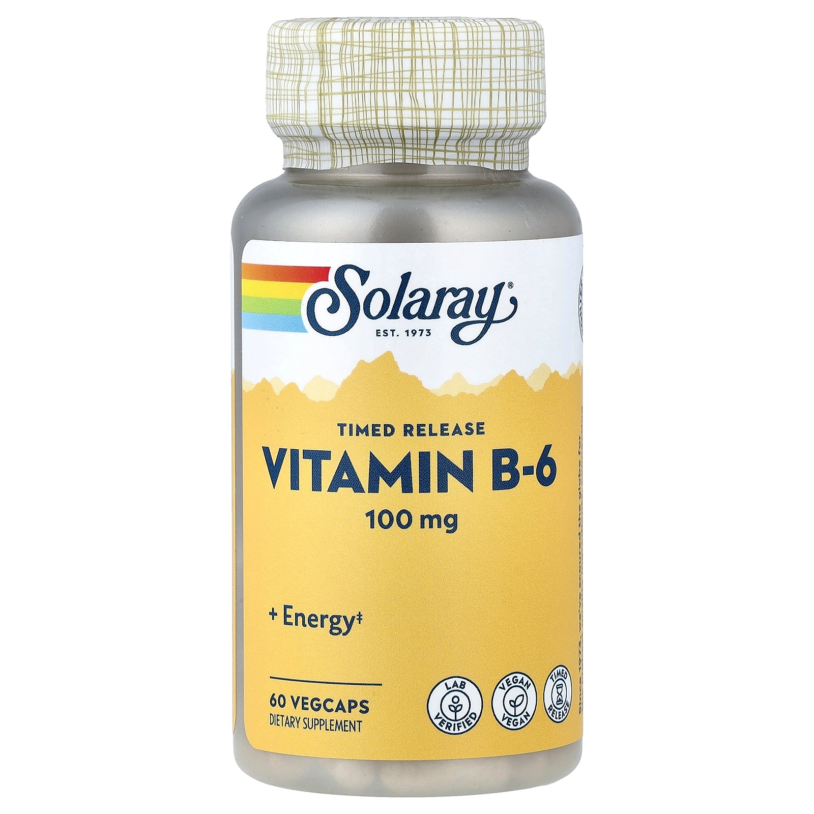 Solaray, Timed Release, Vitamin B-6, 100 mg, 60 VegCaps