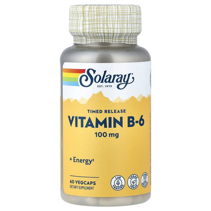 Solaray, Timed Release, Vitamin B-6, 100 mg, 60 VegCaps
