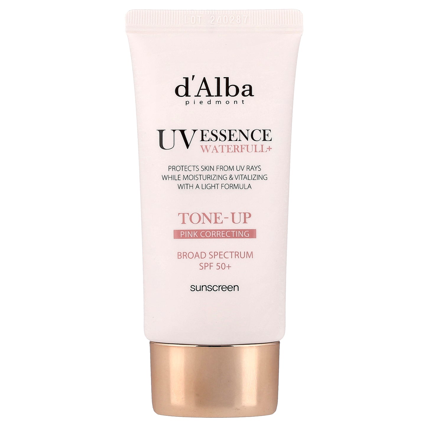 d'Alba, UV Essence Waterfull+ Sunscreen, Tone-Up Pink Correcting, SPF 50+, 1.69 fl oz (50 ml)