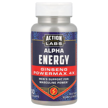 Action Labs, For Men, Alpha Energy, Ginseng Powermax™ 4x, 50 VegCaps