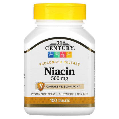 21st Century, Niacin, Prolonged Release, 500 mg, 100 Tablets