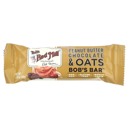 Bob's Red Mill, Bob's Bar, Peanut Butter, Chocolate & Oats, 12 Bars, 1.76 oz (50 g) Each