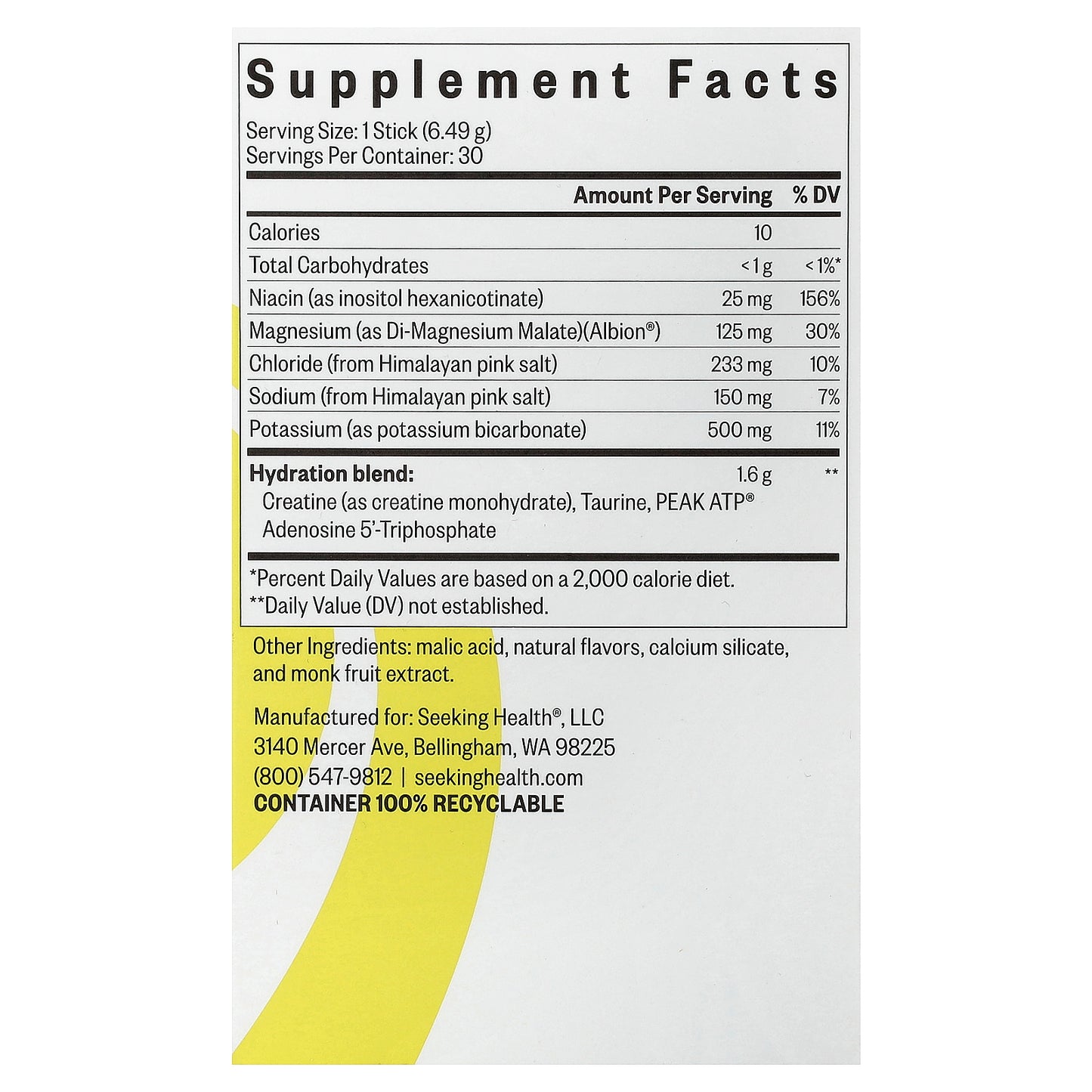 Seeking Health, Optimal Electrolyte, Lemonade, 30 Sticks, 0.229 oz (6.49 g) Each