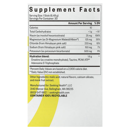 Seeking Health, Optimal Electrolyte, Lemonade, 30 Sticks, 0.229 oz (6.49 g) Each