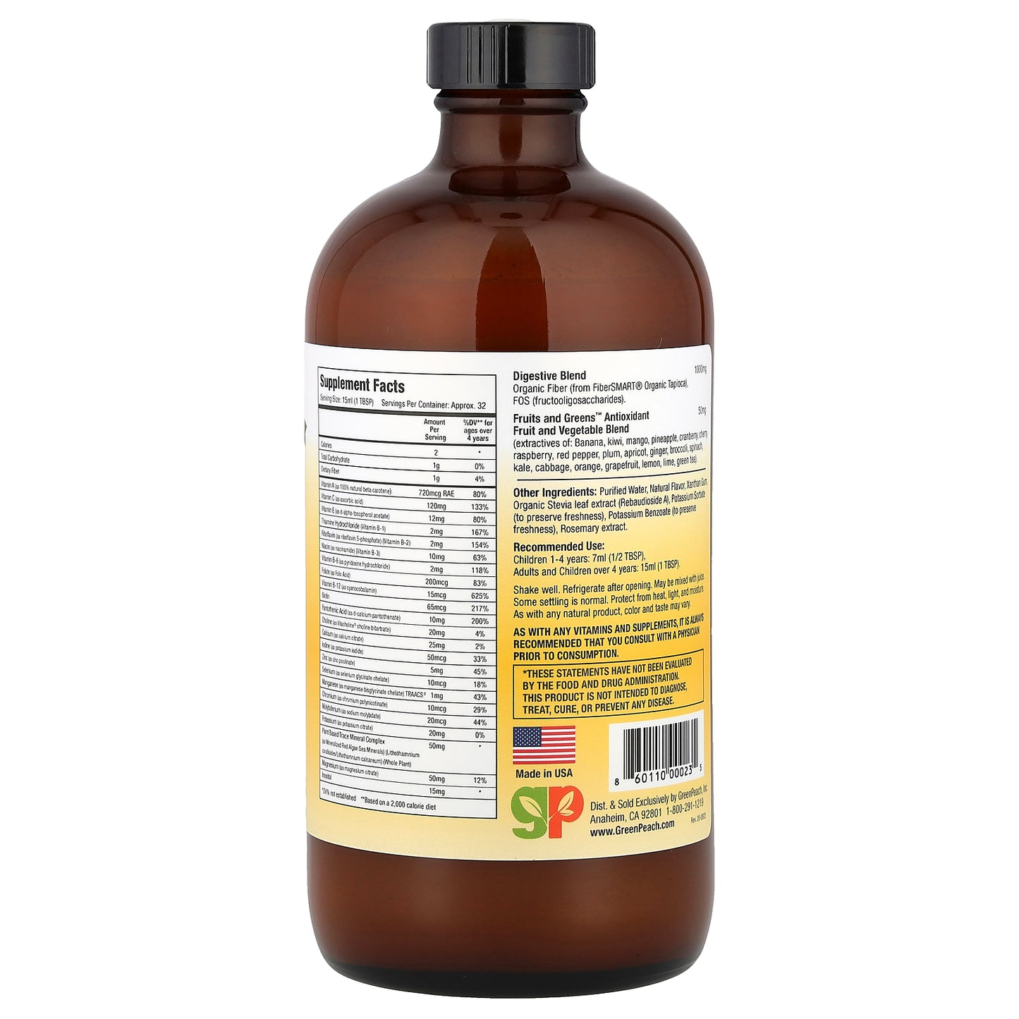 GreenPeach, Advanced Multiple Vitamin, Mixed Fruit, 16 fl oz (473 ml)