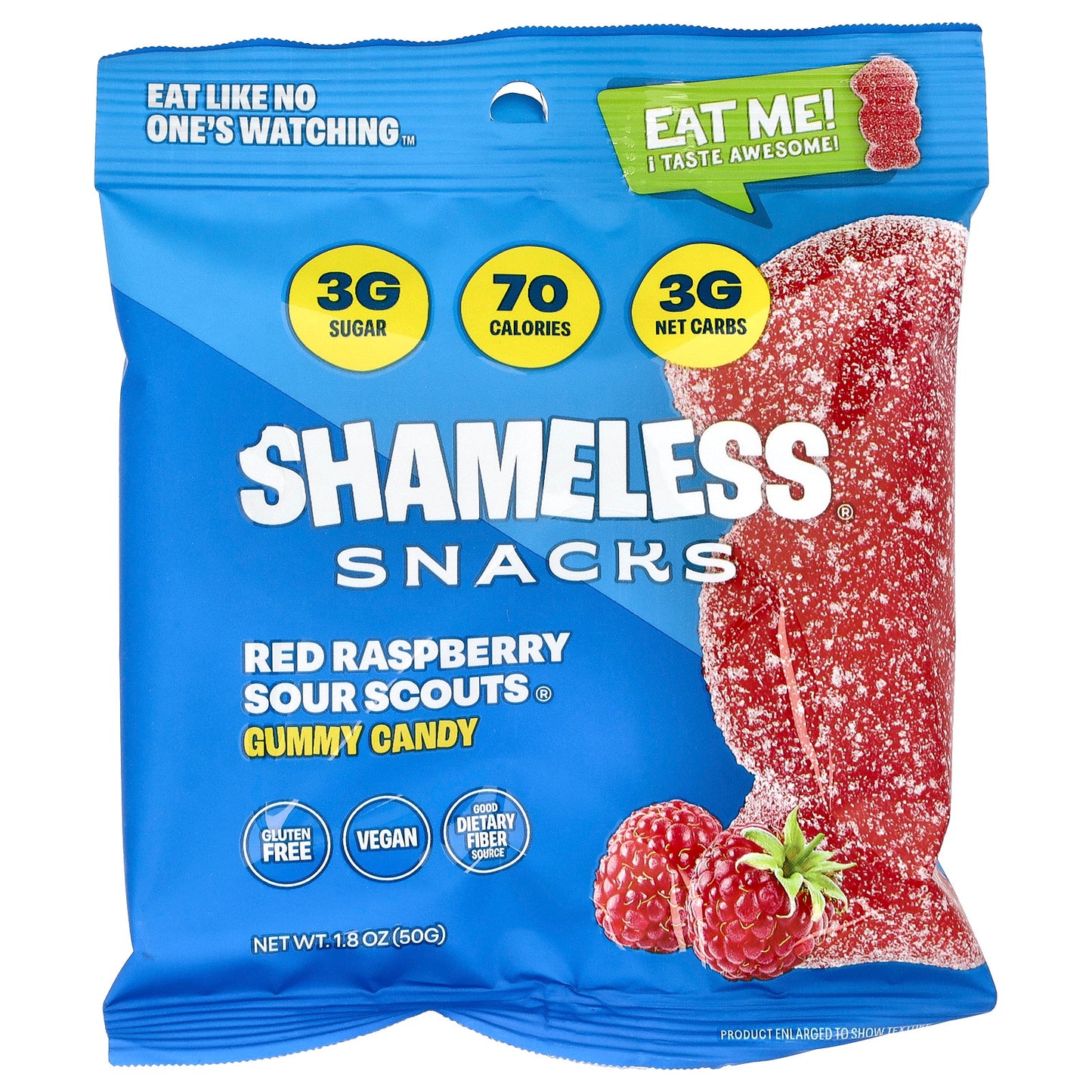 Shameless Snacks, Gummy Candy, Red Raspberry Sour Scouts®, 6 Bags, 1.8 oz (50 g) Each