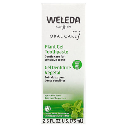 Weleda, Oral Care, Plant Gel Toothpaste, Fluoride Free, Spearmint, 2.5 fl oz (75 ml)