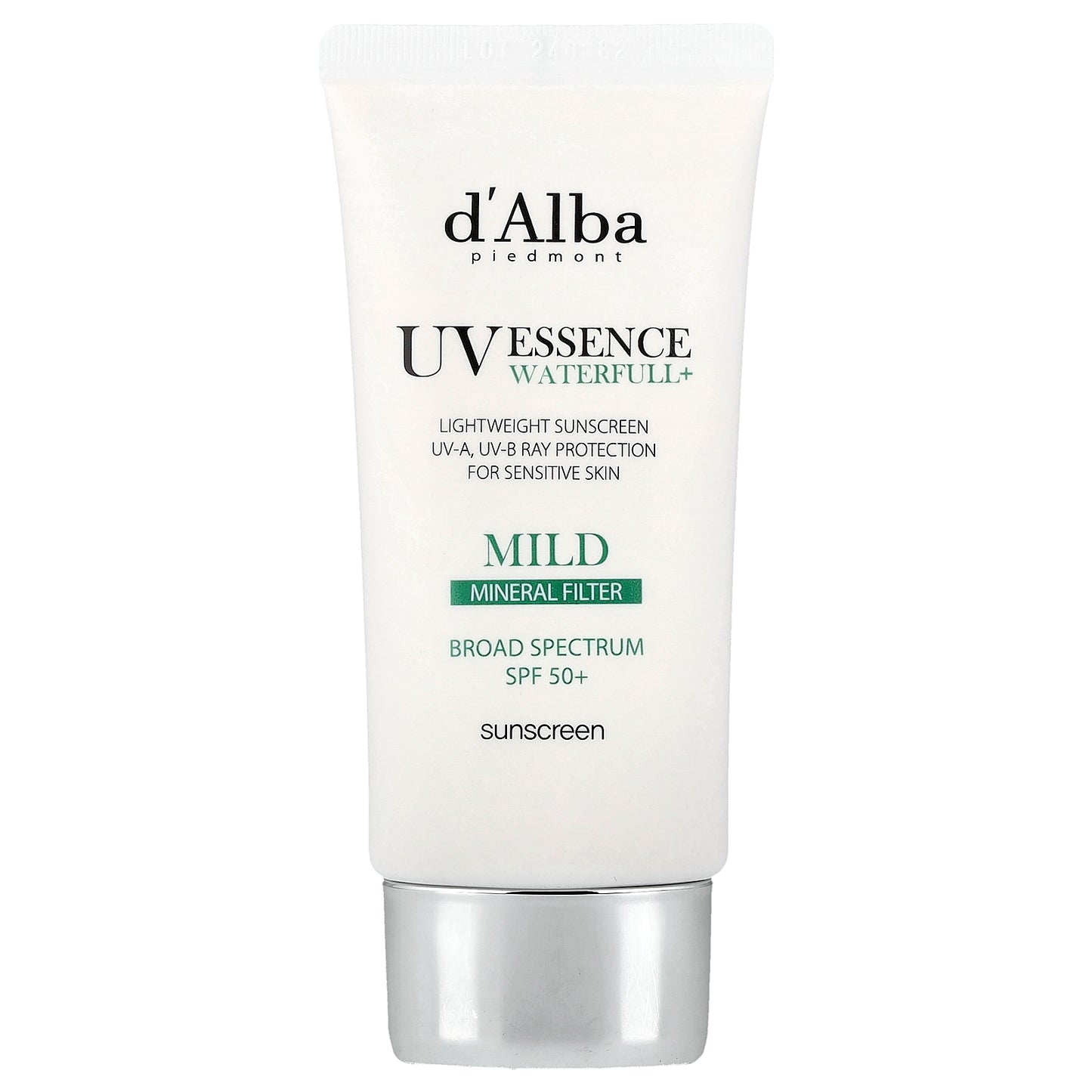 d'Alba, UV Essence Waterfull+ Sunscreen, Mineral Filter, Mild, SPF 50, 1.69 fl oz (50 ml)